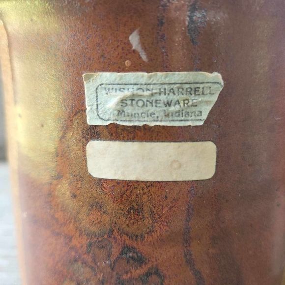 VINTAGE Wishon Harrell Pottery Vase Carrying Handle Rustic Primitive SIGNED - Picture 7 of 8